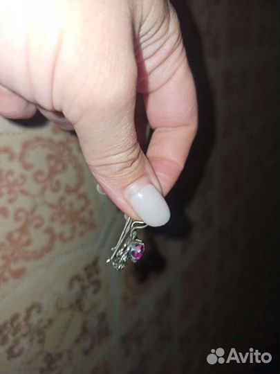 Серебряные серьги СССР винтаж 875 проба