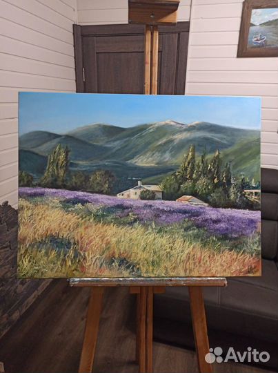 Картина маслом Лаванда Прованс пейзаж горы