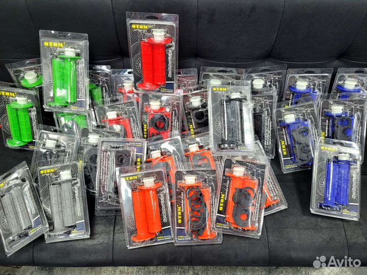 Грипсы otom синие с lock on мото эндуро