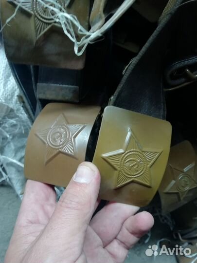 Ремень солдатский СССР облитый с железной пряжкой