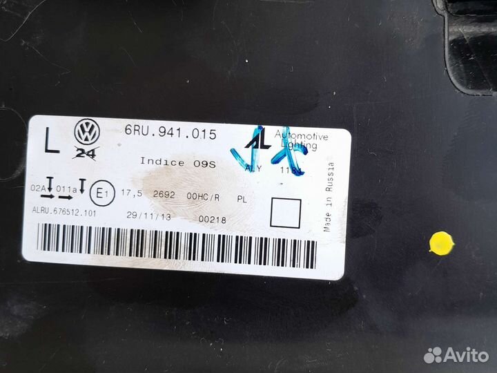 Левая фара volkswagen polo