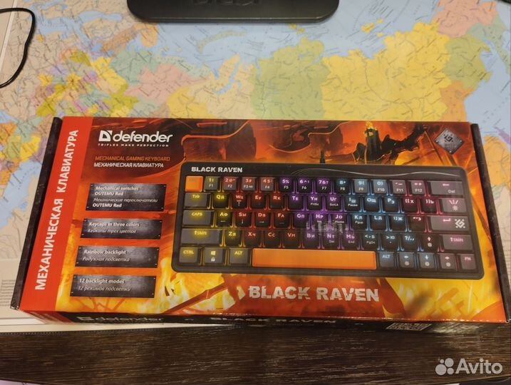 Игровая клавиатура defender black raven