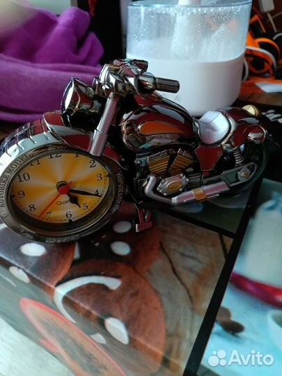 Часы мотоцикл с будильником