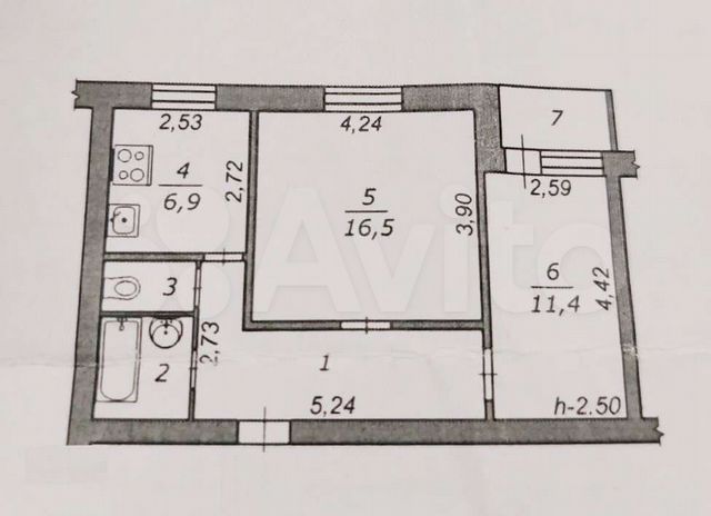 2-к. квартира, 50 м², 5/9 эт.