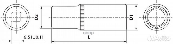 Головка торцевая глубокая 1/4