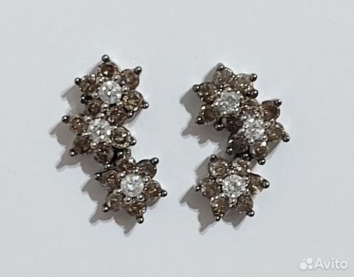 Золотые серьги с миксом драг камней. Рассрочка