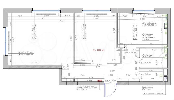 2-к. квартира, 61,6 м², 1/5 эт.