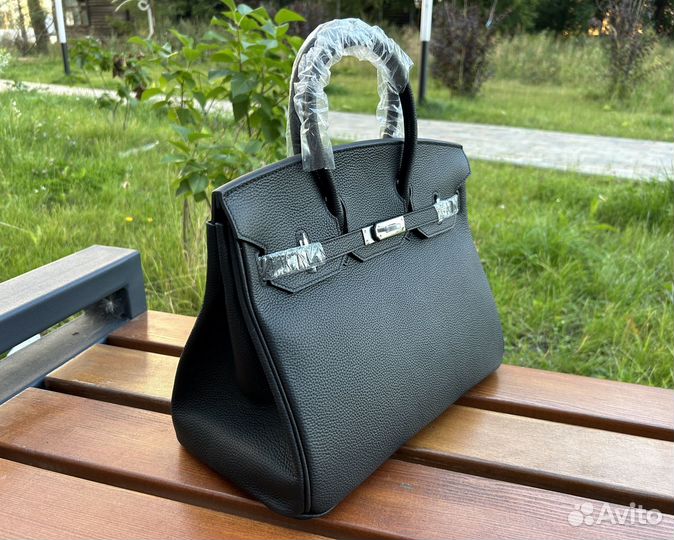 Сумка женская Hermes Birkin 35 черная серебро