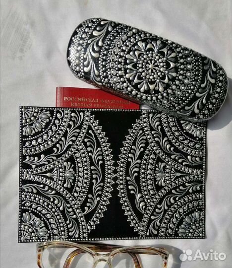 Набор:обложка для паспорта, кожа и очешник