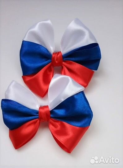 Бантики для волос на резинке триколор