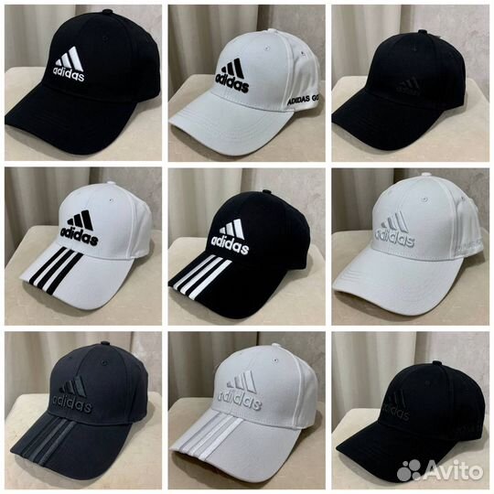 В продаже бейсболки Adidas черные, белые