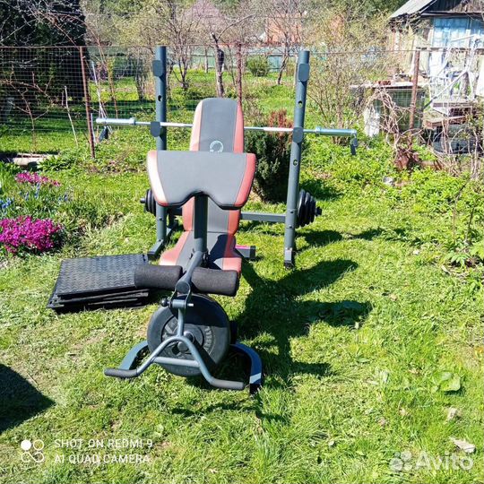 Скамья+стойки oxygen fortsmit с блинами и помостом