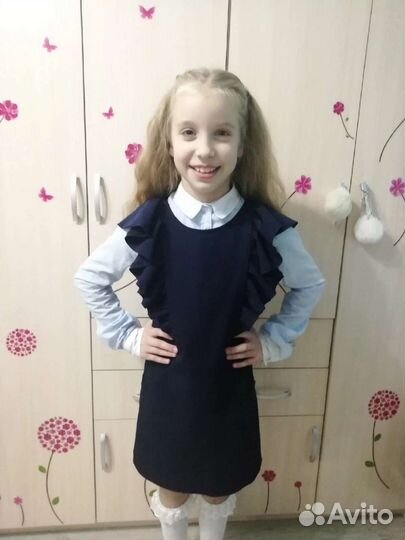 Школьный сарафан синий