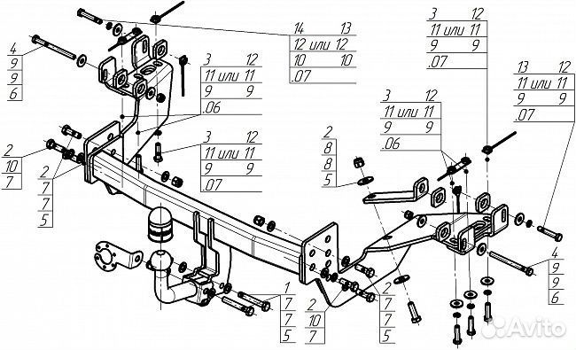 91312-A Фаркоп Mitsubishi Outlander III
