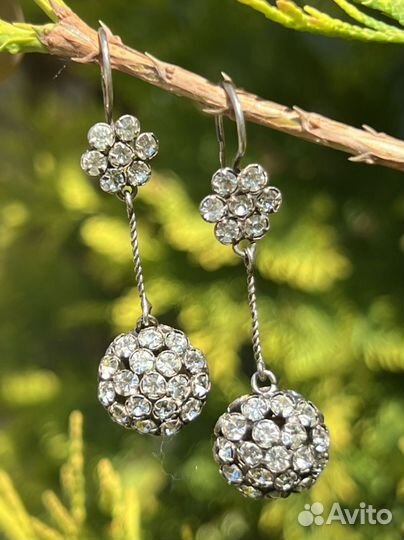 Серебряные серьги 875 пробы, винтаж