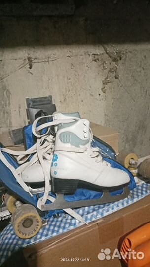Коньки фигурные, 34-35рр, скейтборд и шлем