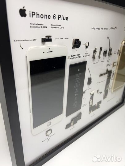 Картина разобранный iPhone 6 в рамке инсталляция