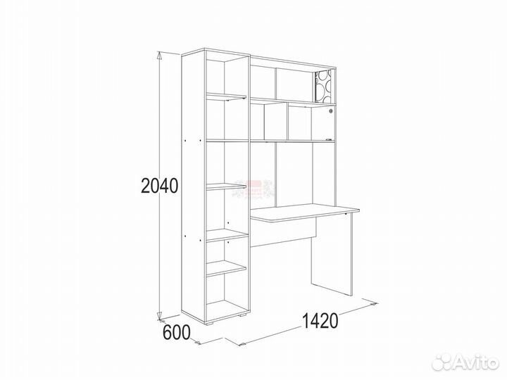 Стол письменный с надстройкой и пеналом
