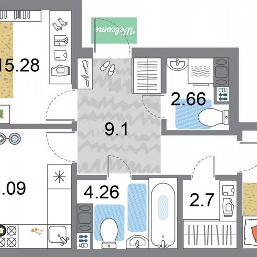 2-к. квартира, 67,7 м², 8/12 эт.