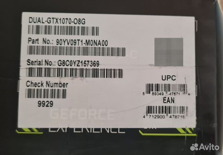 Видеокарта Asus GeForce GTX 1070 dual 8 Gb