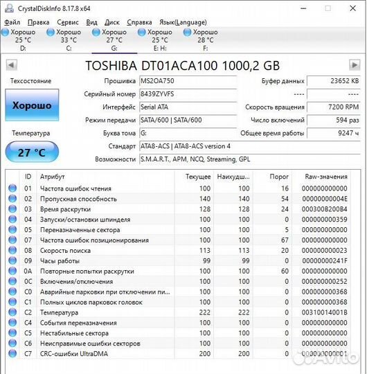 Жёсткий диск 4Тб Toshiba MG03ACA400