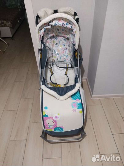 Детские санки коляска с колесами