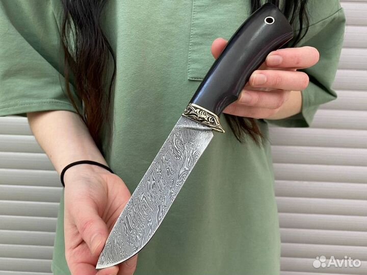 Нож охотничий, дамасская сталь арт. 15