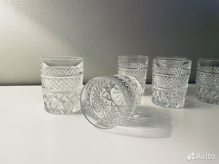 Штоф и 6 бокалов (Богемия, хрусталь)