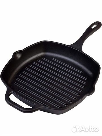 Чугунная сковорода гриль толстостенная