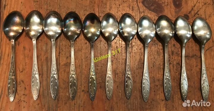 Ложки столовые, Пламя Мельхиор. СССР, мнц 11 шт