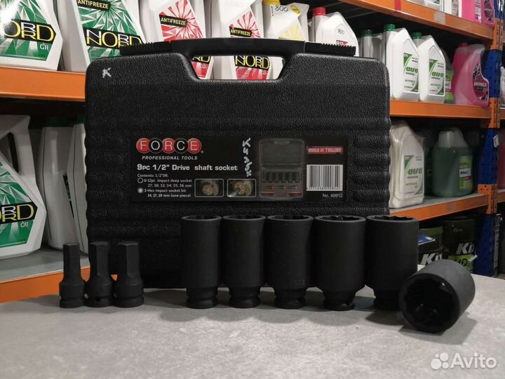 Набор ударных головок и головок-бит 1/2 force