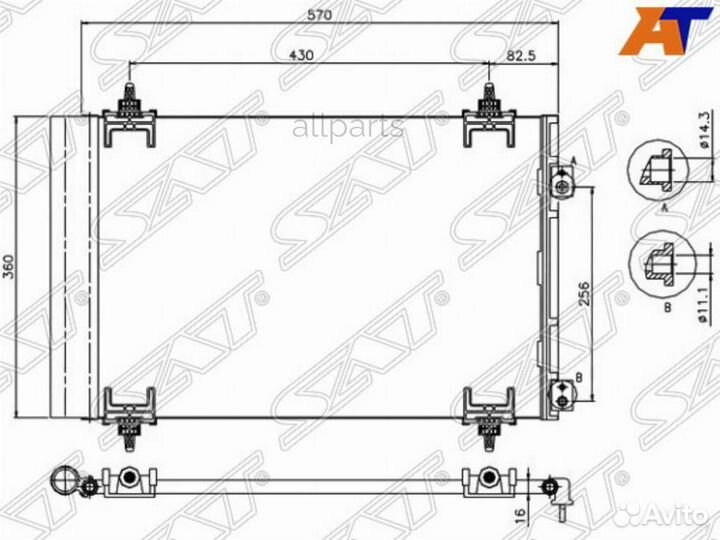 SAT ST-PG38-394-0 Радиатор кондиционера Citroen Be