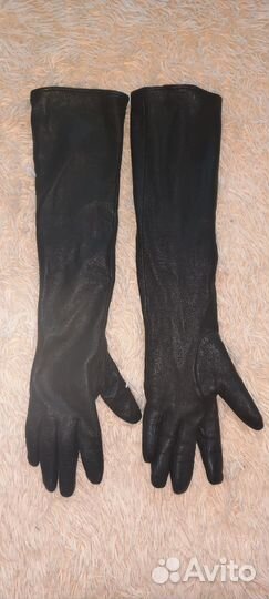 Перчатки длинные нат.кожа