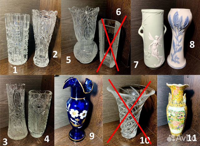 Хрустальные вазы, вазы из фарфора