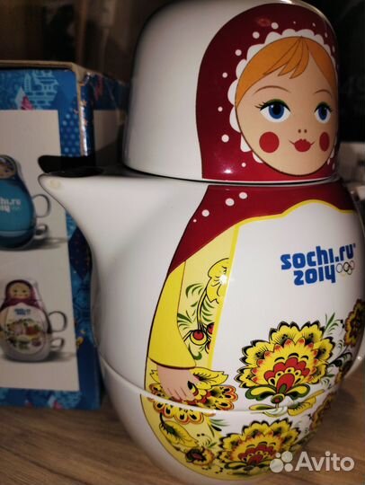 Чайный набор Матрёшка (чашка + чайник) Сочи 2014