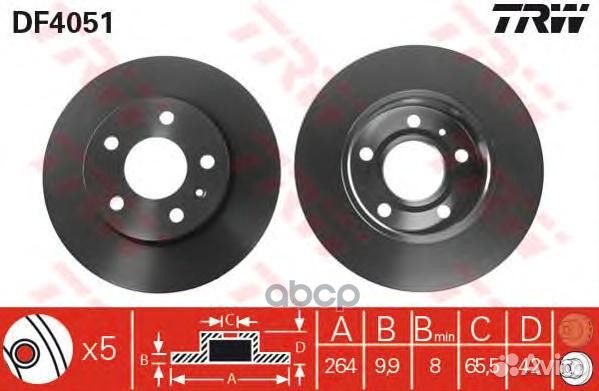 Диск тормозной зад DF4051 TRW