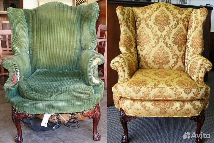 Перетяжка и замена обивки кресел из ткани