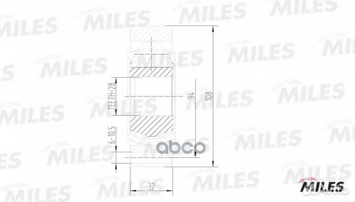 Шрус VW T4 1.9D-2.8 90-03 внутр. ga10036 Miles