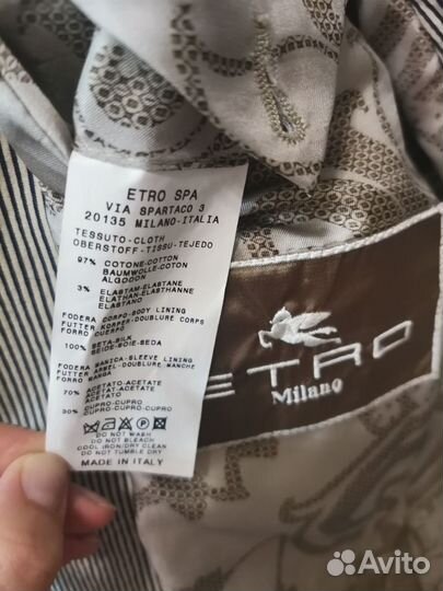 Мужской пиджак etro 52/188 р