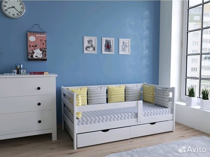 Кроватка берёза с бортиком софа от 2х лет