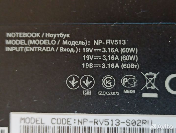 Ноутбук Samsung NP-RV513 по запчастям