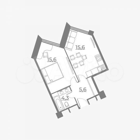 1-к. апартаменты, 41 м², 11/21 эт.