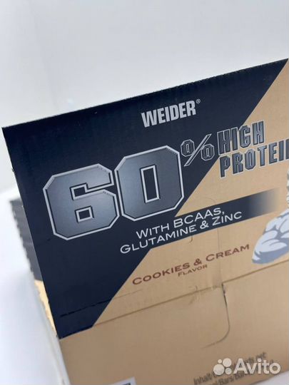 Упаковка Weider 60% Protein bar 45 г из Европы