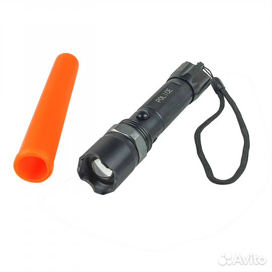 Фонарь ручной жезл police, корпус металл, аккумуля