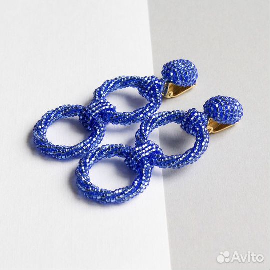 Серьги кольца клипсы блестящие Ручная работа