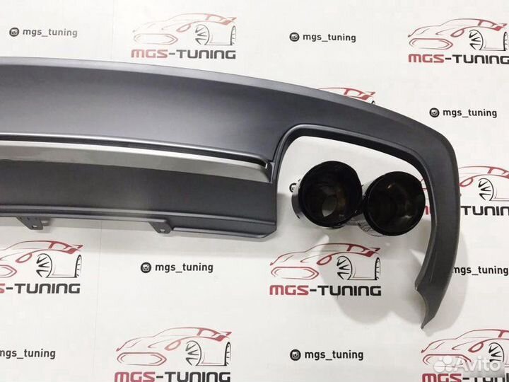 Диффузор + Black Akrapovic Audi A4 B8 под S-Line