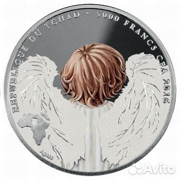 Монета Ангел серебро Республика Чад 2016 год бокс