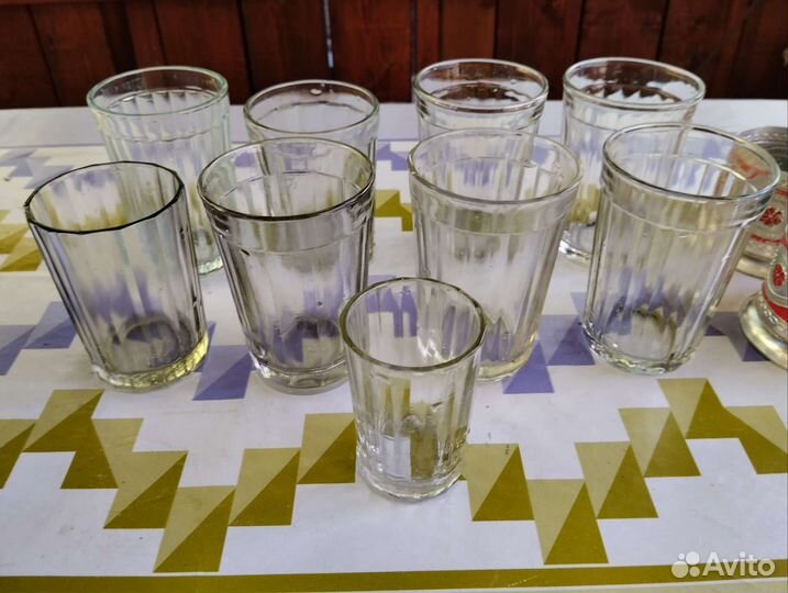 Стаканы граненые СССР, шкалик, подстаканники