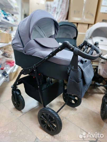 Коляска 2в1 Charlotte Sity (т.сер+фиолетовый)