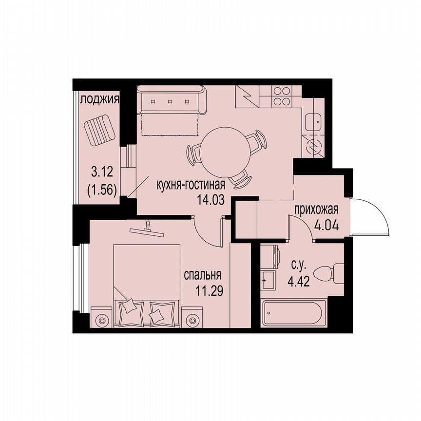 1-к. квартира, 35,3 м², 8/12 эт.